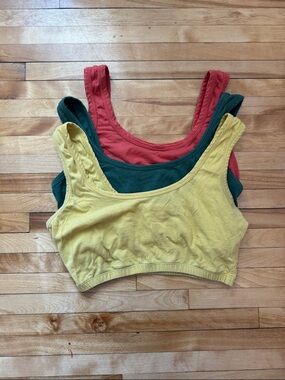 ARQ bra bundle! Women’s Scoop Neck Cotton Bra in Yellow, Green & Red